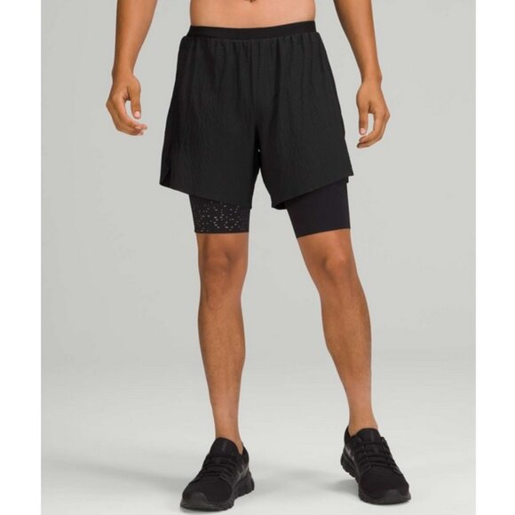 Lululemon Surge Lined Short 6" Special Edition / Large / Black Run Reflective - Picture 1 of 8